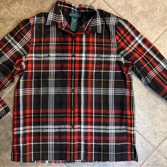 Ralph Lauren Red and Black Casual Button Down Shirt Women’s Sz L - Picture 12 of 16
